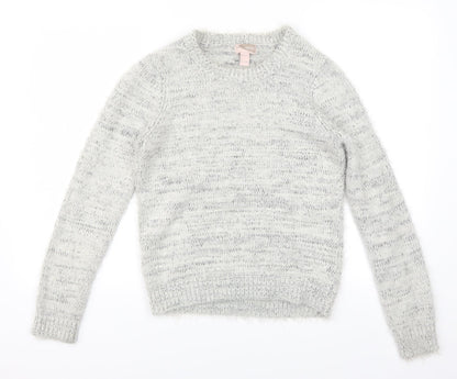 Front view of Forever 21 women’s grey henley jumper, size S