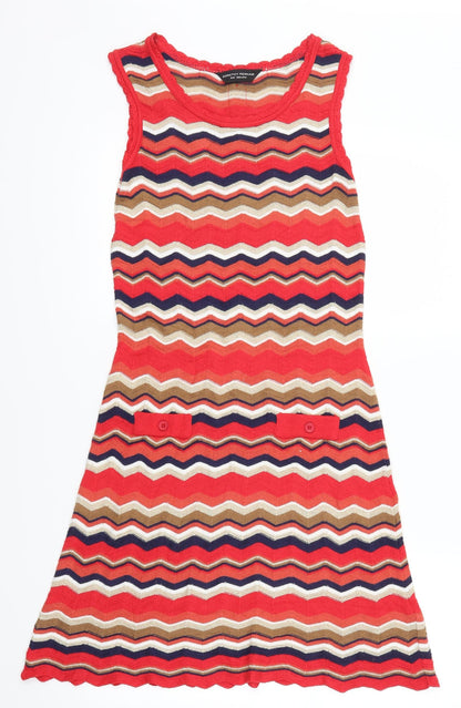 Preloved Dorothy Perkins Womens Red Striped  A-Line  Size 8 - Front