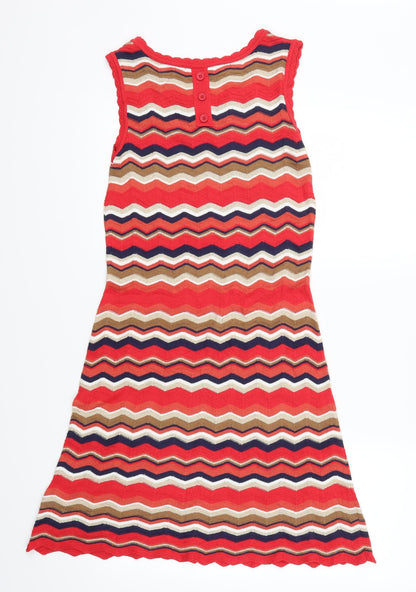 Preloved Dorothy Perkins Womens Red Striped  A-Line  Size 8 - Back