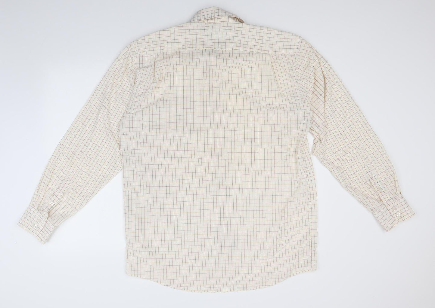 Ex Club Mens Ivory Check   Button-Up Size L