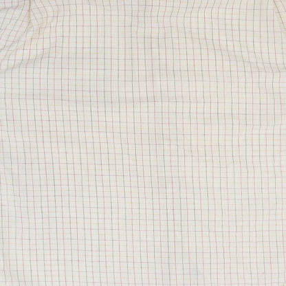 Brand and care label for Ex Club men’s ivory check button-up, size L