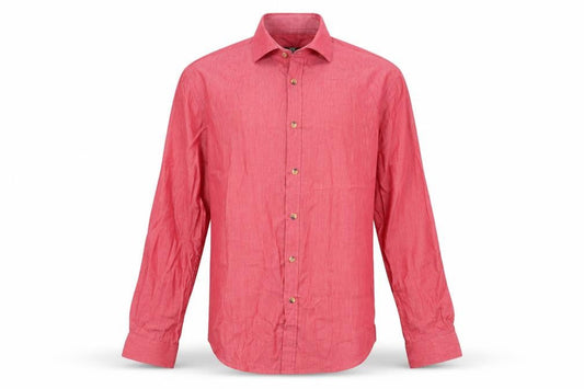 Front view of Taylor & Reece men’s red button-up, size M