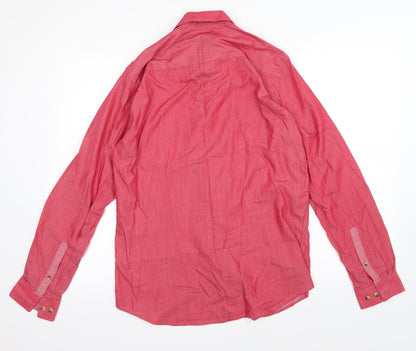 Back view of Taylor & Reece men’s red button-up, size M