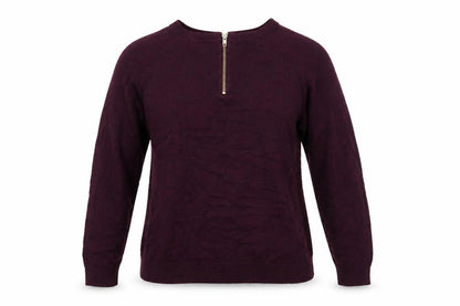 Front view of Per Una women’s purple jumper, size UK 14