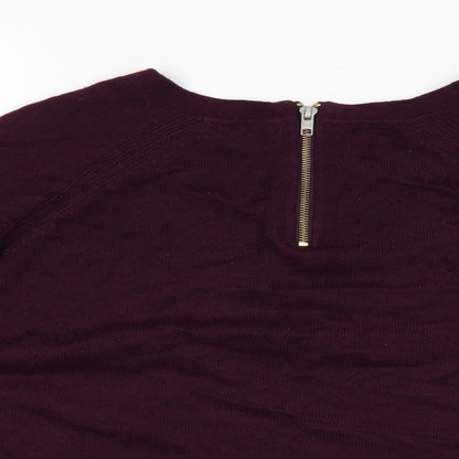 Close-up detail of Per Una women’s purple jumper, size UK 14