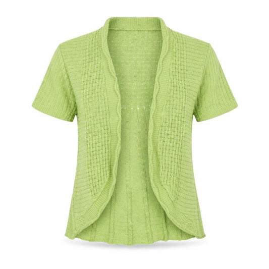 Front view of V-Eve women’s green cardigan jumper, size XL