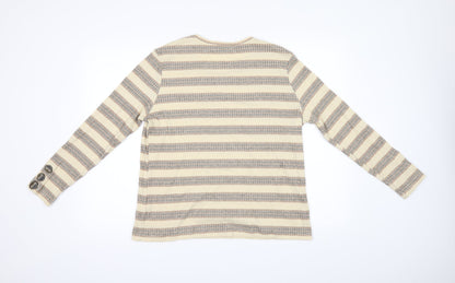 Back view of Papaya women’s beige striped jumper, size UK 18
