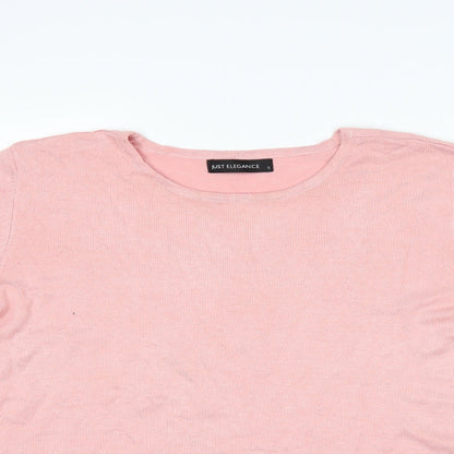Close-up detail of Just Elegance women’s pink jumper, size S