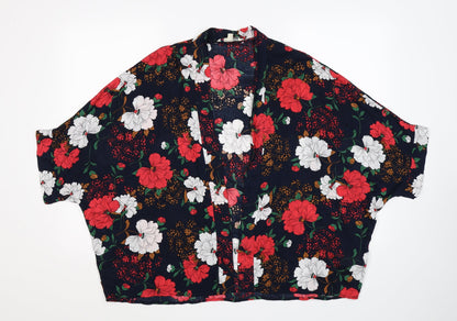 Additional front view of Yumi women’s blue floral wrap jumper, size S