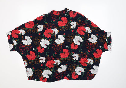 Back view of Yumi women’s blue floral wrap jumper, size S