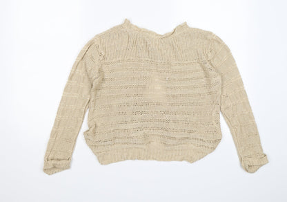 Back view of BHS women’s beige knit cardigan jumper, size UK 12