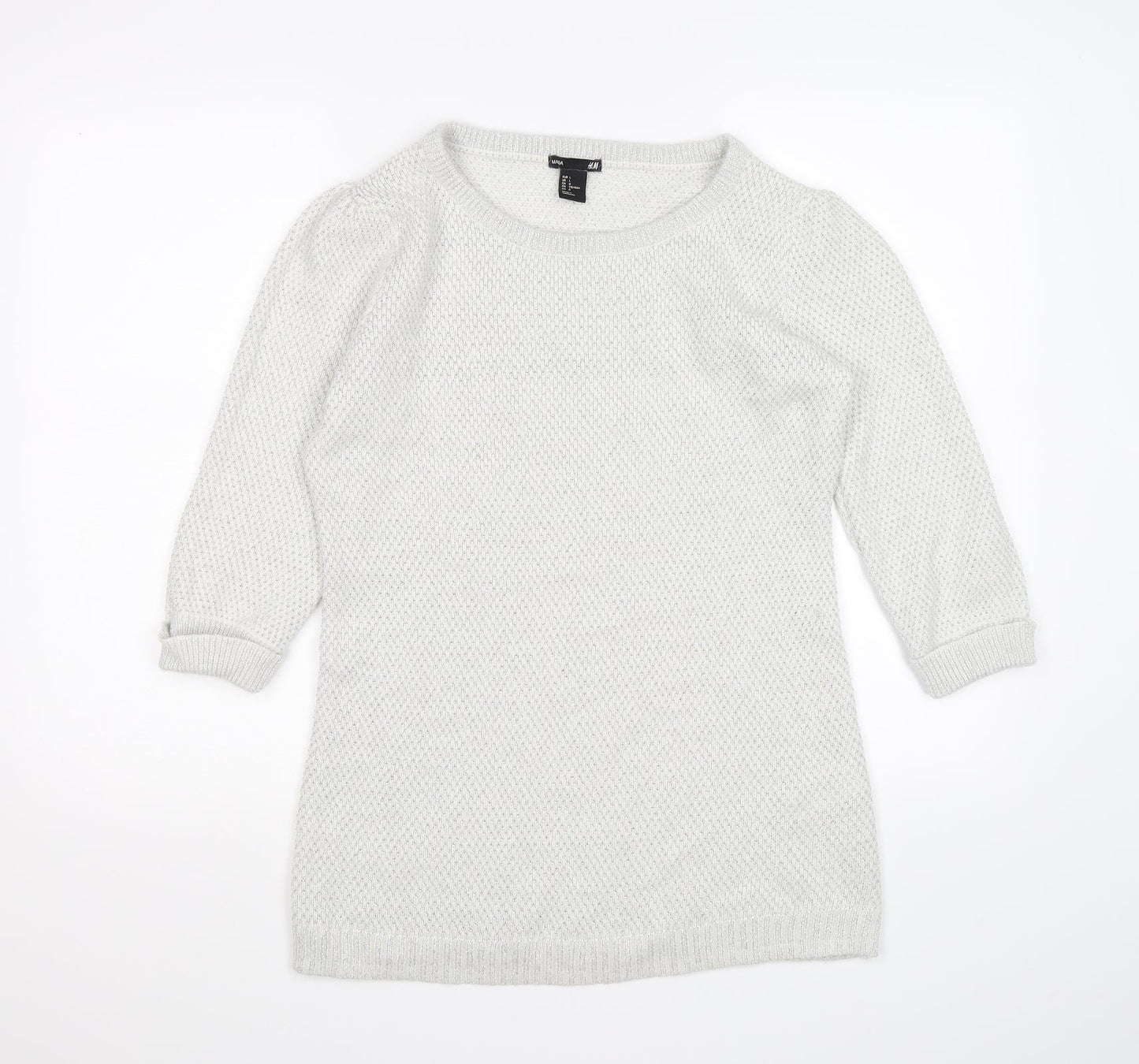 H&M Womens Silver  Knit Pullover Jumper Size L