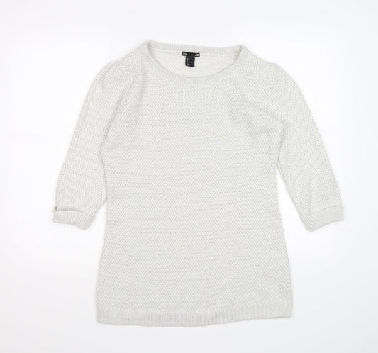 H&M Womens Silver  Knit Pullover Jumper Size L