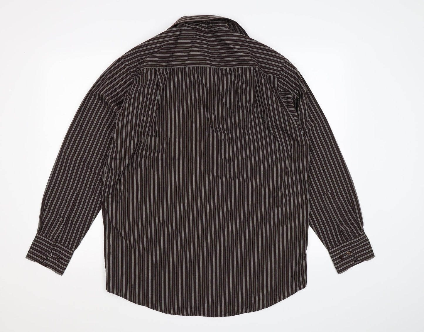 Taylor & Wright Mens Brown Striped   Dress Shirt Size 15.5