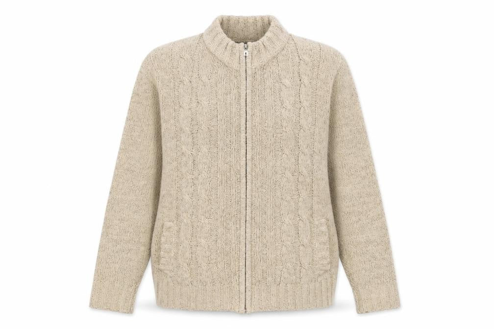 Bonmarché Womens Beige Knit Full Zip Jumper Size M