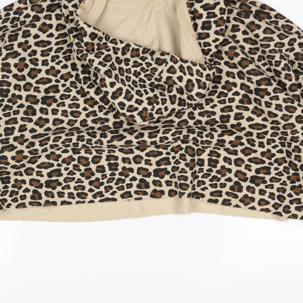 H&M Womens Beige Animal Print  Pullover Hoodie Size L