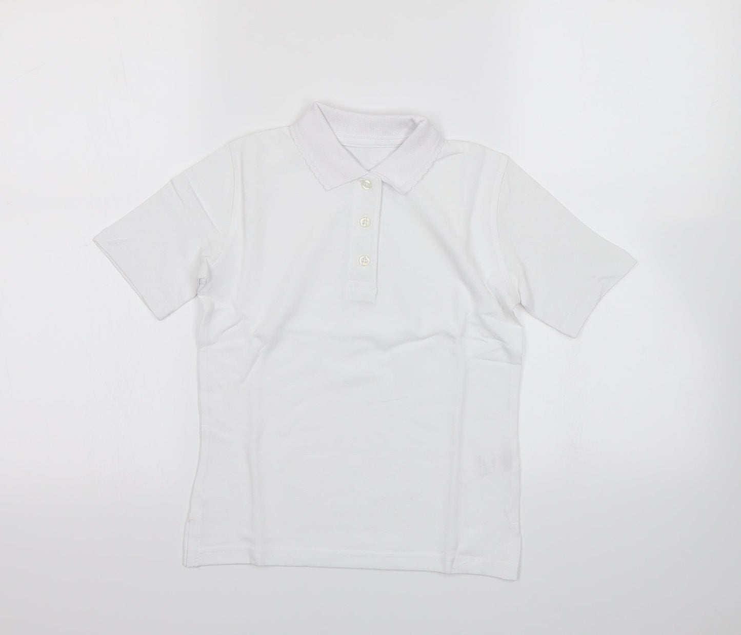 Lily & Dan Girls White   Basic Polo Size 6-7 Years