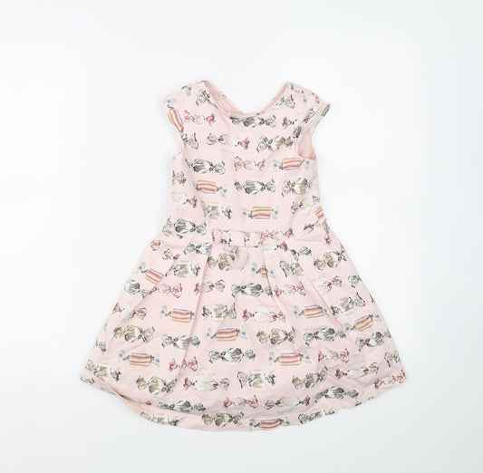 NEXT Girls Pink Spotted  Fit & Flare  Size 6 Years