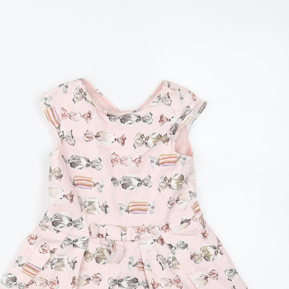 NEXT Girls Pink Spotted  Fit & Flare  Size 6 Years