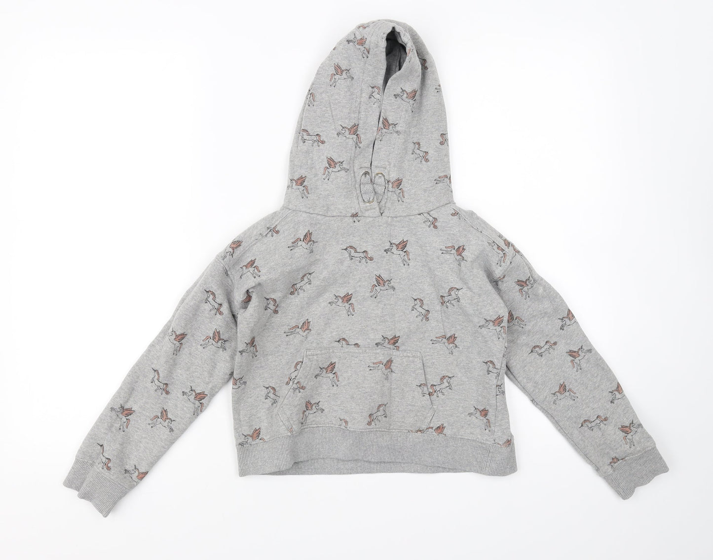 NEXT Girls Grey Animal Print  Pullover Hoodie Size 10 Years