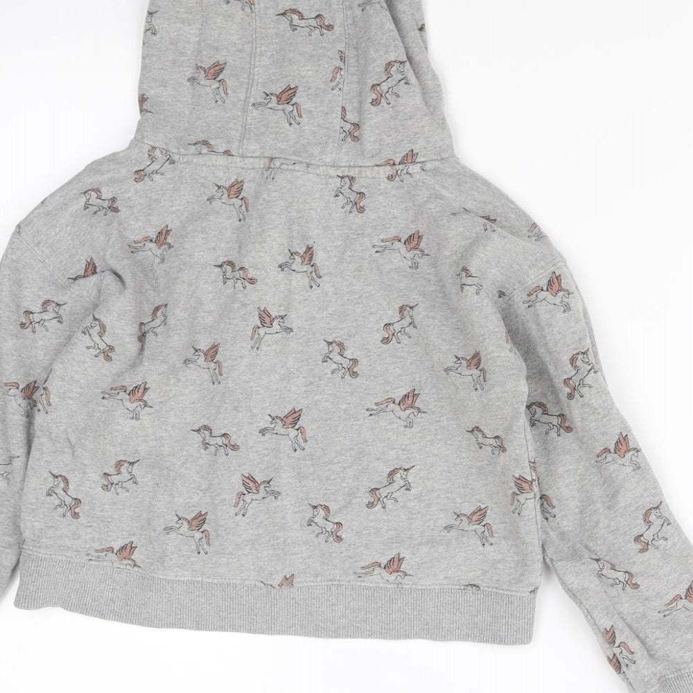 NEXT Girls Grey Animal Print  Pullover Hoodie Size 10 Years