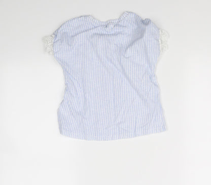 Back view of Next girls’ blue striped basic t-shirt, size 5, years