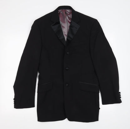 Additional front view of Preworn men’s black jacket suit, size M