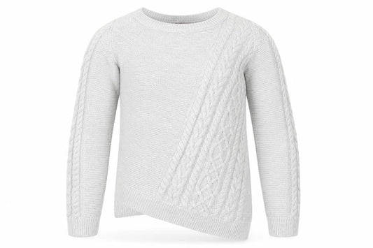 Front view of Tommy Bahama girls’ grey jumper, size 7-8, years
