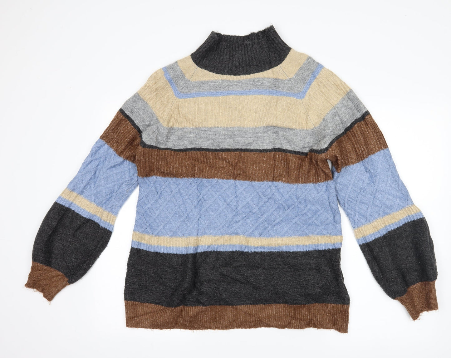 Warehouse Womens Grey Striped  Pullover Jumper Size 10