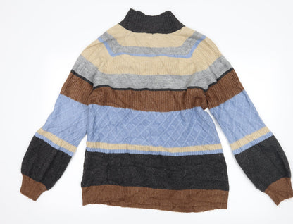 Additional view of Warehouse women’s grey striped jumper, size UK 10