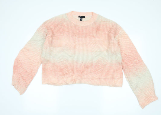 New Look Womens Pink Striped  Pullover Jumper Size M