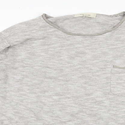 Close-up detail of River Island women’s grey jumper, size S