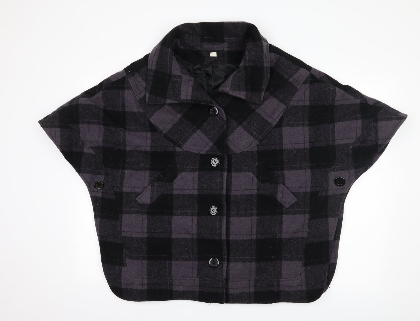Lux Womens Purple Check  Jacket Poncho Size S