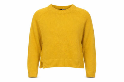 Front view of Divided women’s yellow knit jumper, size S