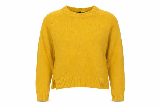 Front view of Divided women’s yellow knit jumper, size S