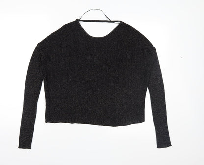 Additional front view of Bershka women’s black knit jumper, size M