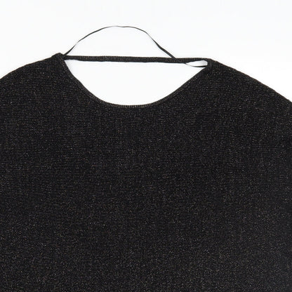 Close-up detail of Bershka women’s black knit jumper, size M
