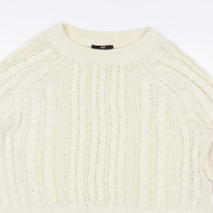 Close-up detail of H&M women’s ivory knit jumper, size S