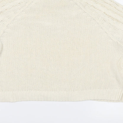 Brand and care label for H&M women’s ivory knit jumper, size S
