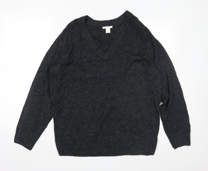 Additional front view of H&M men’s grey knit jumper, size S