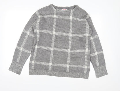 Additional front view of Damart women’s grey check knit jumper, size S