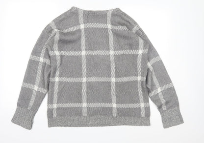 Back view of Damart women’s grey check knit jumper, size S