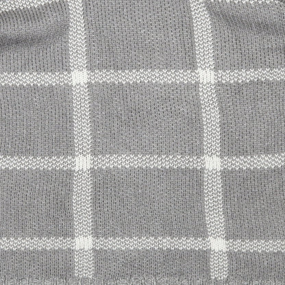 Brand and care label for Damart women’s grey check knit jumper, size S