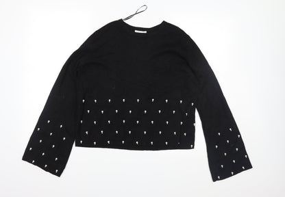 Additional front view of H&M women’s black knit jumper, size S