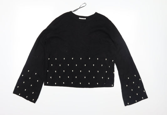 H&M Womens Black  Knit Pullover Jumper Size S
