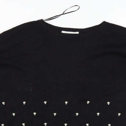 Close-up detail of H&M women’s black knit jumper, size S