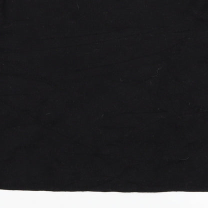 Brand and care label for H&M women’s black knit jumper, size S