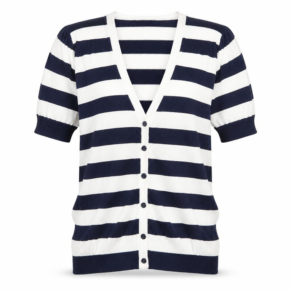 Mango Womens Blue Striped Knit Cardigan Jumper Size S