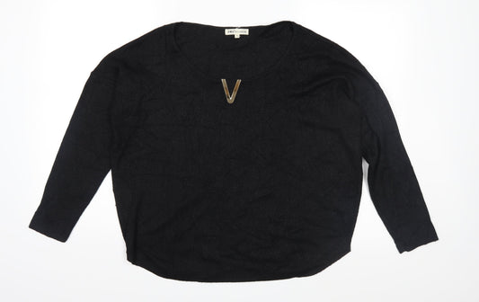 J&S Millenium Womens Black  Knit Pullover Jumper Size L