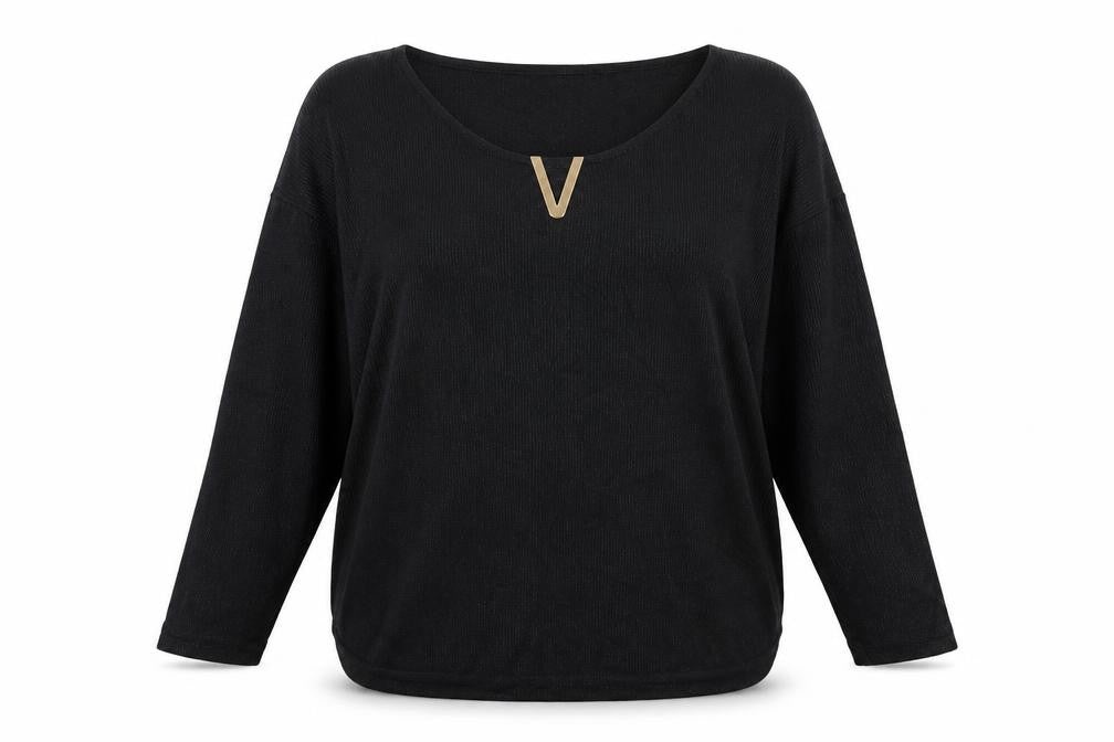 J&S Millenium Womens Black  Knit Pullover Jumper Size L